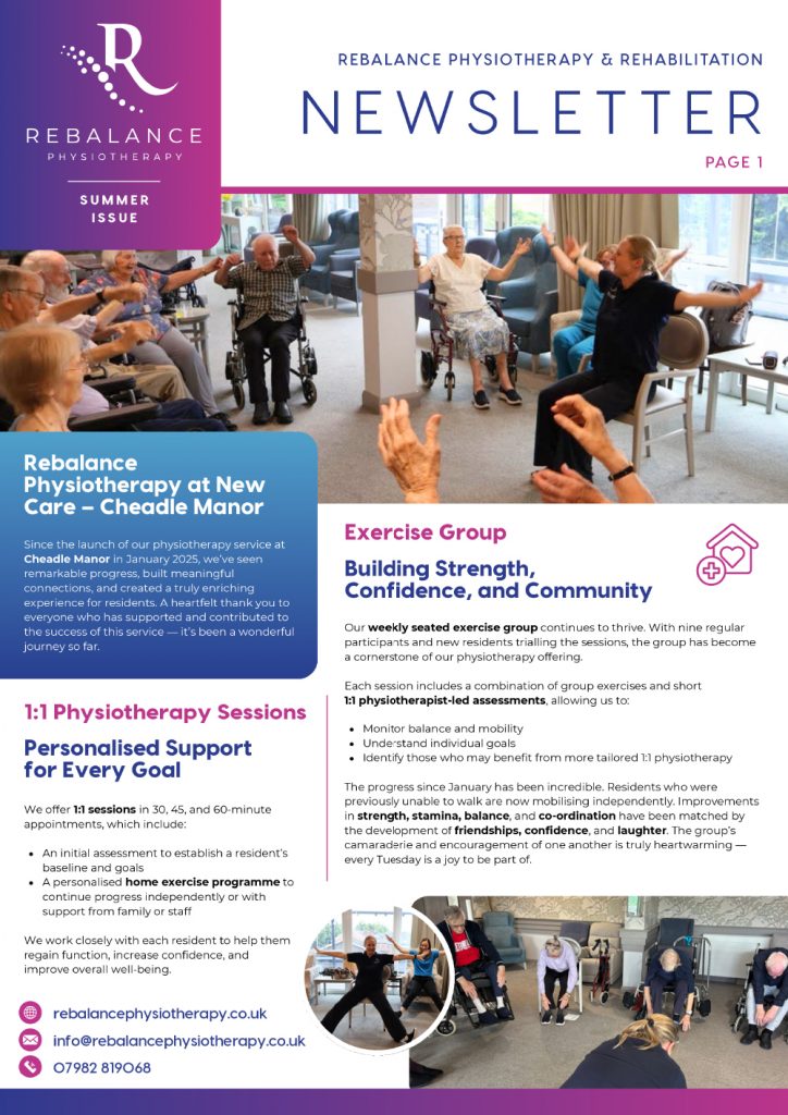 Rebalance Physiotherapy Newsletter Summer Front