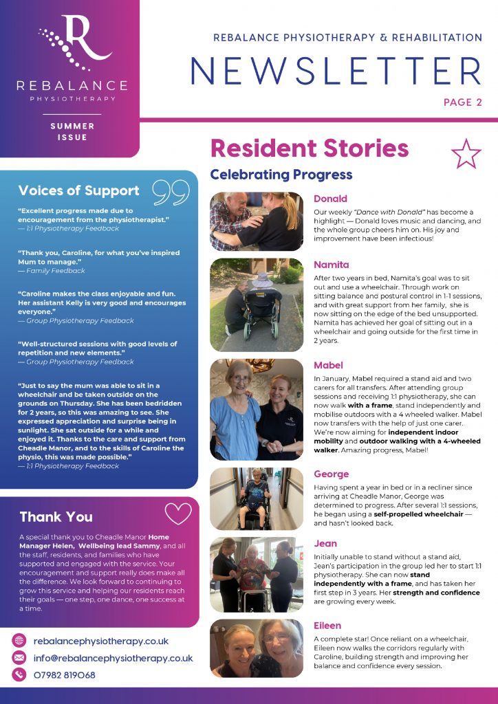 Rebalance Physiotherapy Newsletter Summer Reverse 2